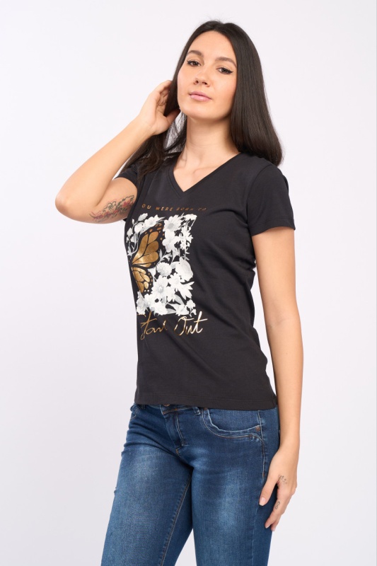Timeout - Tricou dama maneca scurta cu model floral - Img 4