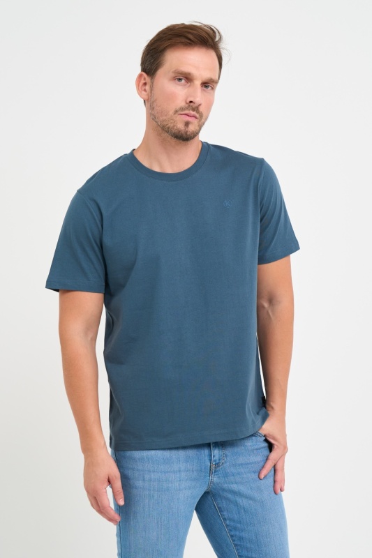 Kenvelo - Tricou barbat cu maneca scurta de culoare uniforma si logo aplicat - Img 5