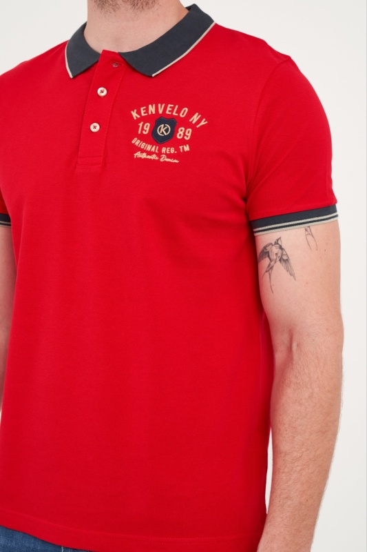 Kenvelo - Tricou barbat polo cu detalii logo - Img 4