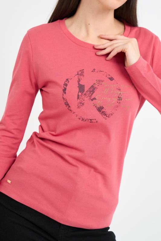 Kenvelo - Tricou dama cu maneca lunga si imprimeu logo - Img 3