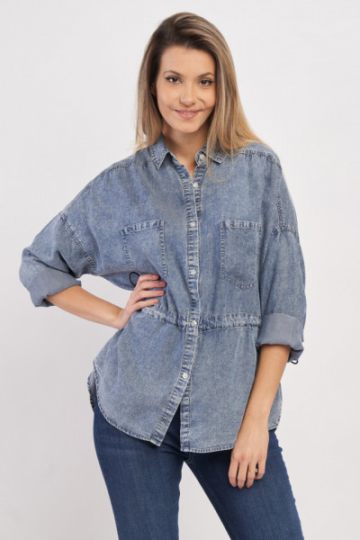 Lee Cooper - Camasa dama din denim cu cordon in talie pentru ajustare