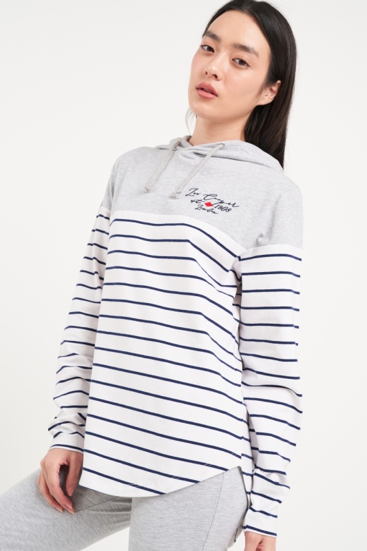 Lee Cooper - Hanorac dama cu dungi si detalii - Img 2