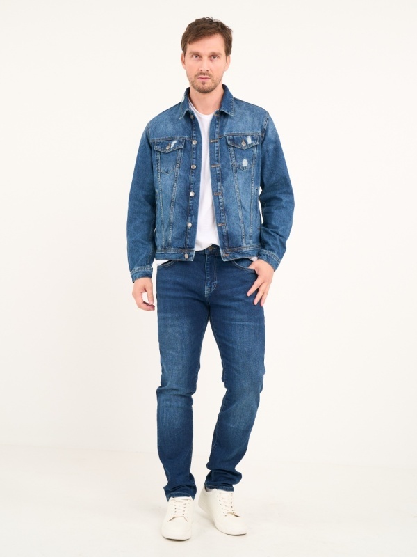 Lee Cooper - Jacheta barbat denim cu buzunare si aspect decolorat - Img 8