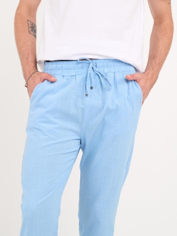 Lee Cooper - Pantaloni lungi barbat de culoare uniforma cu snur - Img 4