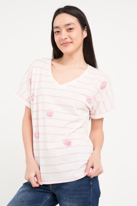 Lee Cooper - Tricou dama cu dungi si detalii - Img 6