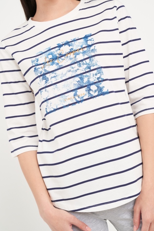 Lee Cooper - Tricou dama cu dungi si imprimeu grafic - Img 3