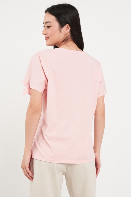 Lee Cooper - Tricou dama cu maneca scurta de culoare uniforma - Img 2