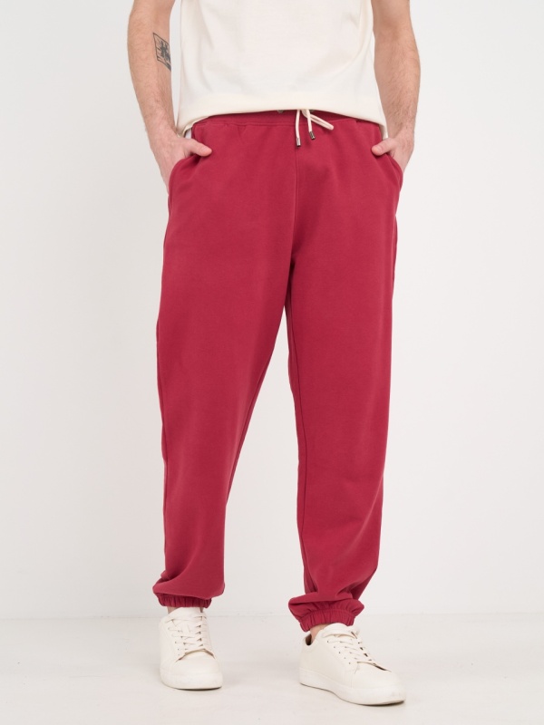 Timeout - Pantaloni lungi barbat sport de culoare uniforma cu detalii logo - Img 9