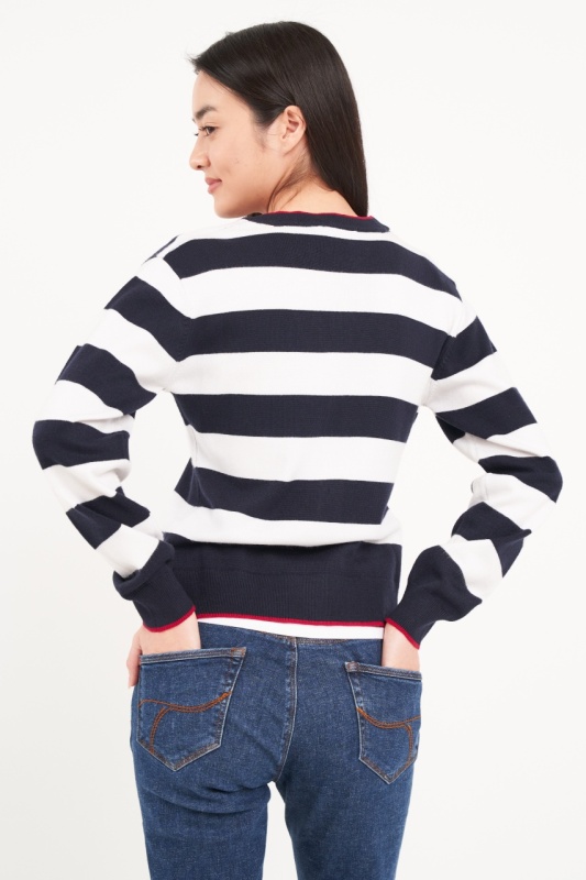 Timeout - Pulover dama tip cardigan cu model in dungi - Img 2
