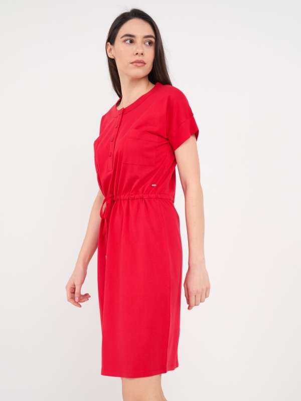Timeout - Rochie dama de culoare uniforma cu nasturi - Img 3