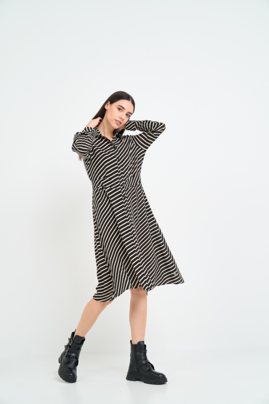 Timeout - Rochie dama de lungime medie cu model in dungi