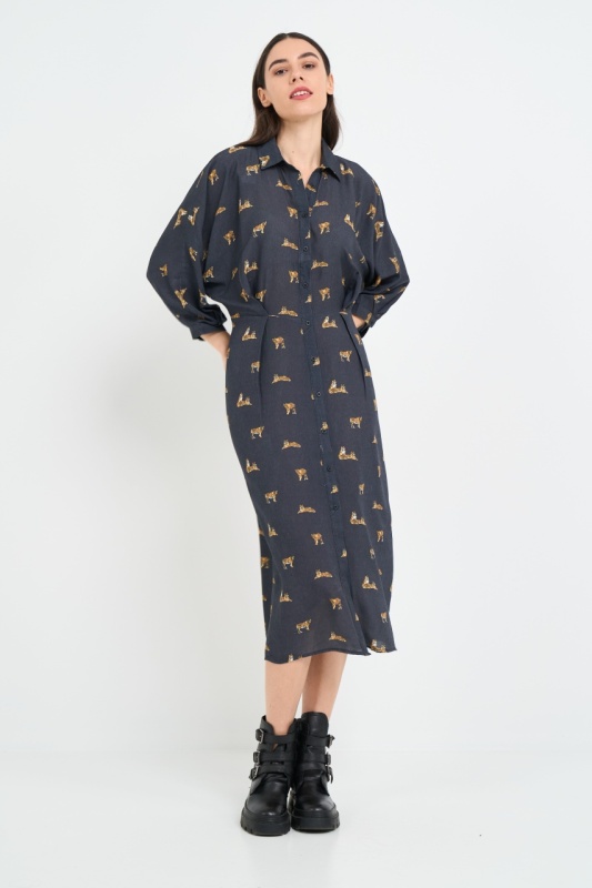 Timeout - Rochie dama tip camasa cu model - Img 2