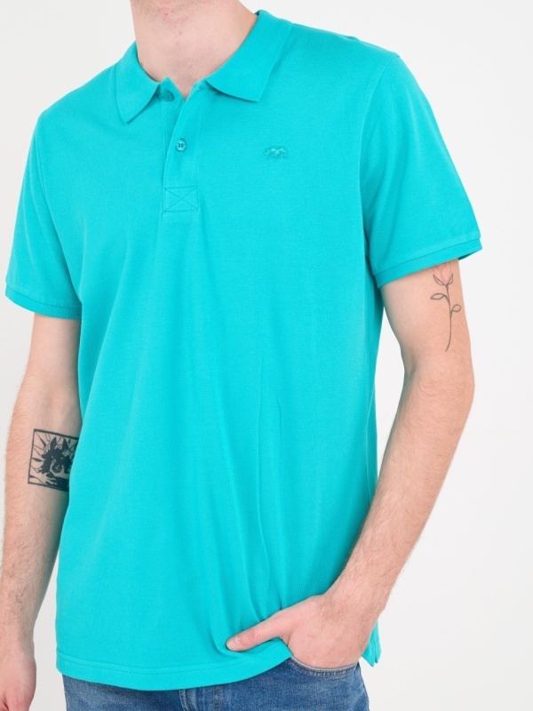 Timeout - Tricou barbat polo de culoare uniforma cu logo - Img 4
