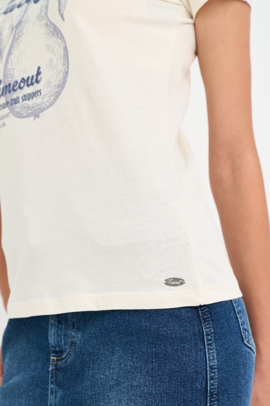 Timeout - Tricou dama cu logo si imprimeu grafic - Img 2