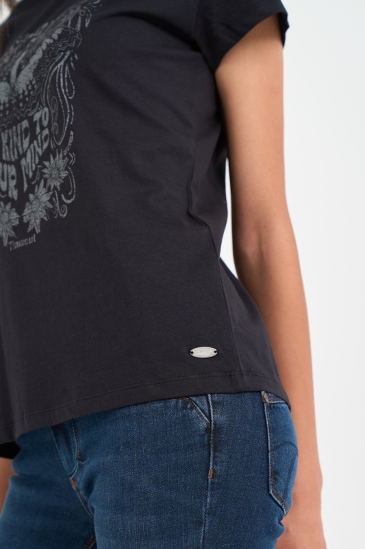 Timeout - Tricou dama maneca scurta cu detalii grafice - Img 2