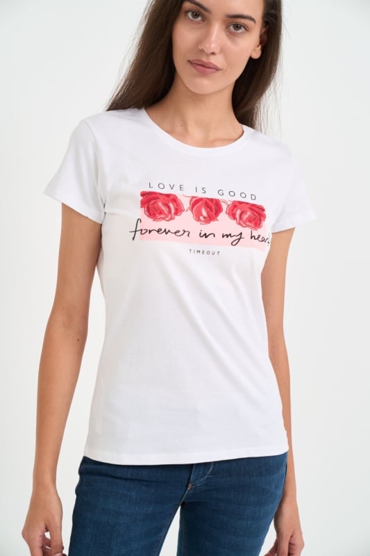 Timeout - Tricou dama maneca scurta cu imprimeu grafic floral - Img 4