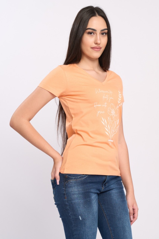 Timeout - Tricou dama maneca scurta cu imprimeu si decolteu in V - Img 5