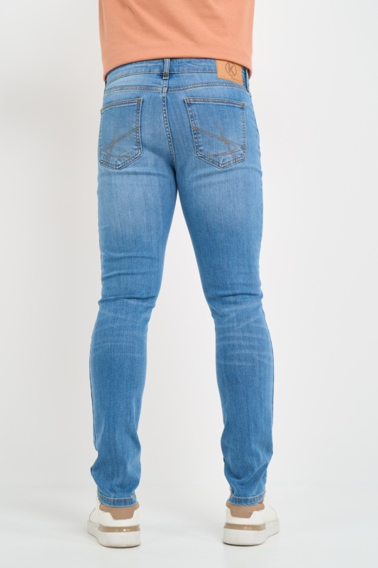 Kenvelo - Blugi barbat slim de culoare deschisa si usor decolorati - Img 3