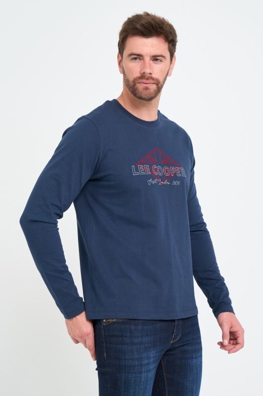 Lee Cooper - Tricou barbat cu maneca lunga cu imprimeu logo - Img 5