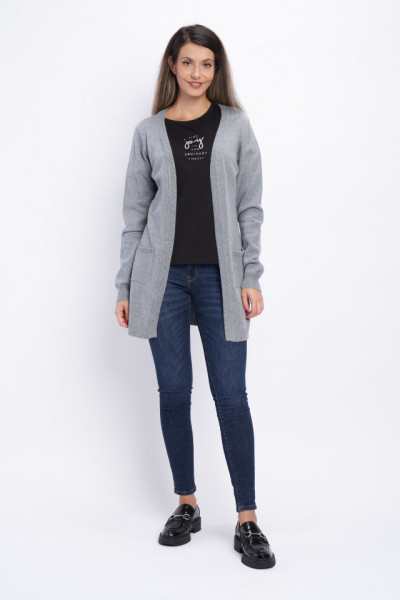 Timeout - Cardigan dama de culoare uni cu buzunare