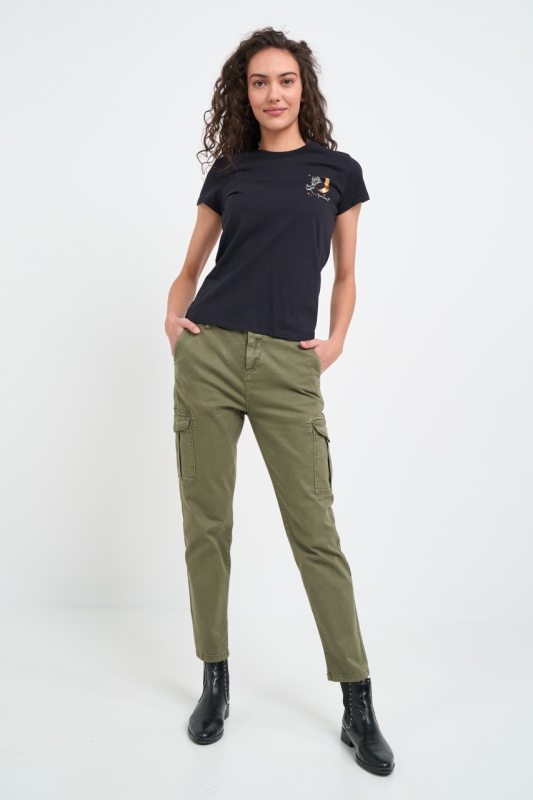 Timeout - Pantaloni cargo dama de culoare uniforma - Img 7