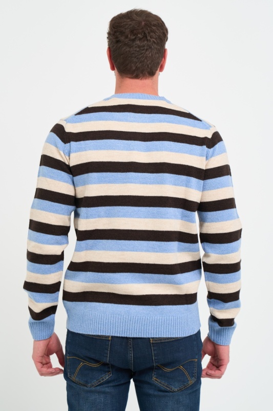 Timeout - Pulover barbat cu guler si model in dungi - Img 4