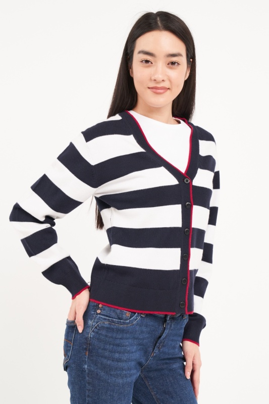 Timeout - Pulover dama tip cardigan cu model in dungi - Img 3