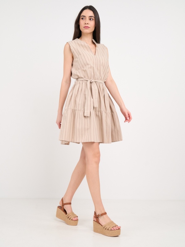 Timeout - Rochie dama de culoare uniforma cu dungi - Img 9
