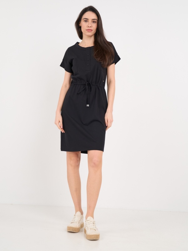 Timeout - Rochie dama de culoare uniforma cu nasturi - Img 10
