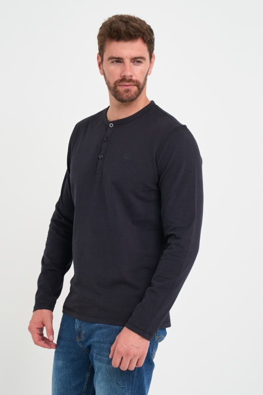 Timeout - Tricou barbat cu maneca lunga de culoare uniforma cu nasturi - Img 7