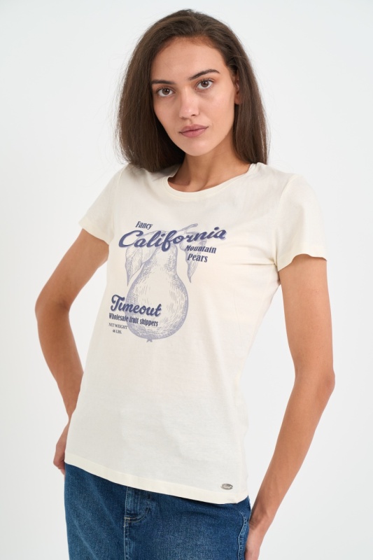 Timeout - Tricou dama cu logo si imprimeu grafic - Img 3