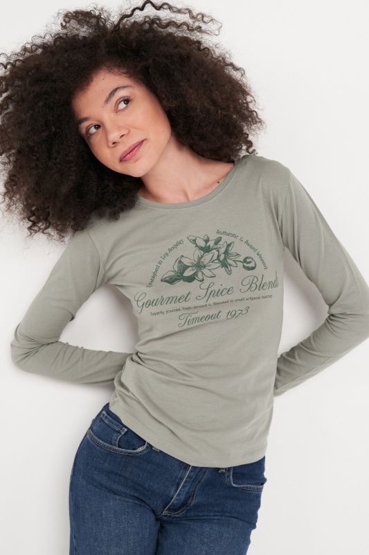 Timeout - Tricou dama cu maneca lunga cu imprimeu