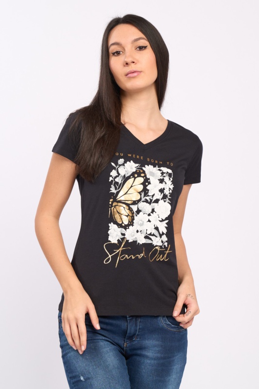 Timeout - Tricou dama maneca scurta cu model floral