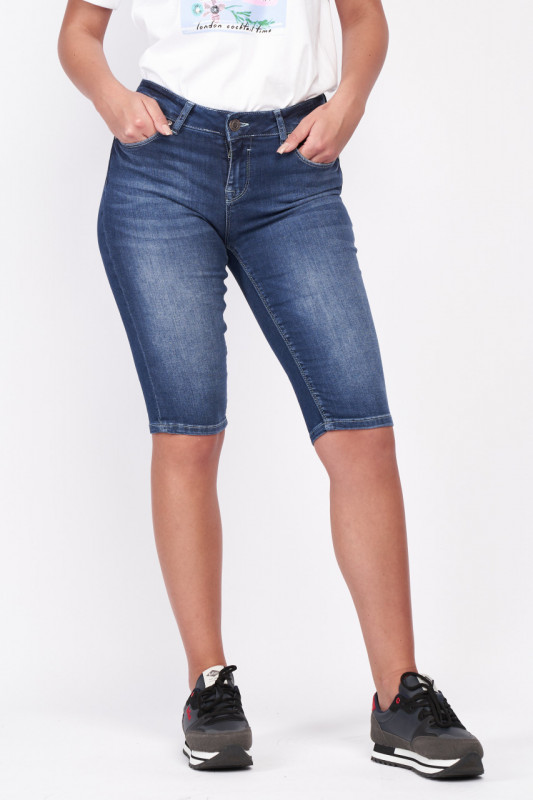 Lee Cooper - Bermuda dama din denim cu aspect decolorat