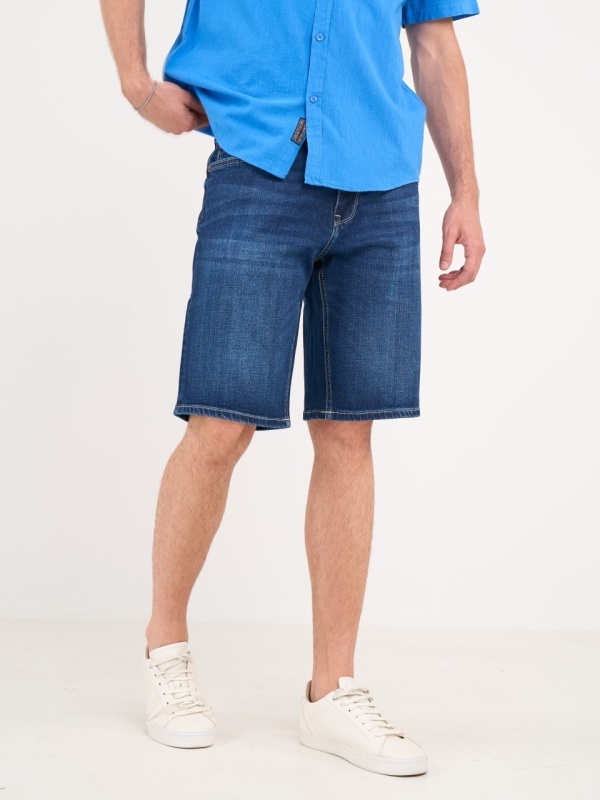 Lee Cooper - Bermude barbat din denim de culoare inchisa - Img 8