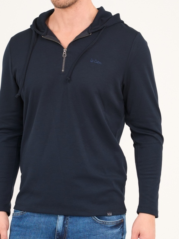 Lee Cooper - Hanorac barbat cu gluga de culoare uniforma - Img 4