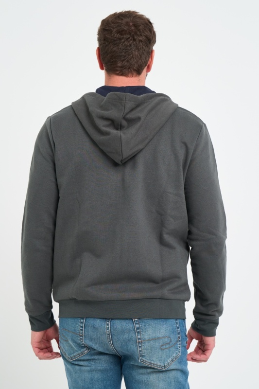 Lee Cooper - Hanorac barbat cu gluga si fermoar cu logo aplicat - Img 5
