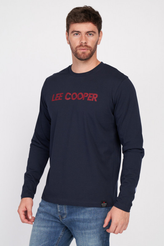 Lee Cooper - Tricou barbat cu maneca lunga cu logo aplicat