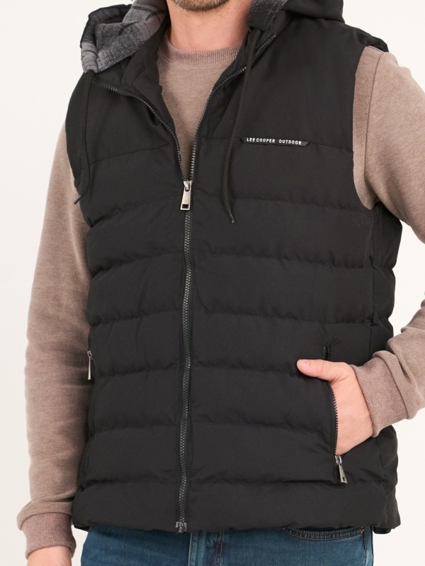 Lee Cooper - Vesta barbat cu gluga si detalii logo - Img 3