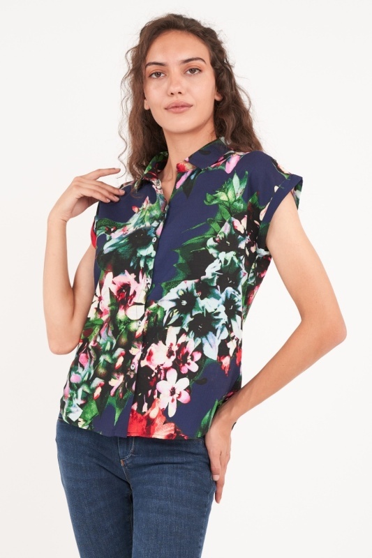 Timeout - Camasa dama maneca scurta cu imprimeu floral