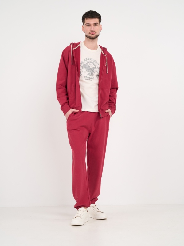 Timeout - Pantaloni lungi barbat sport de culoare uniforma cu detalii logo - Img 3