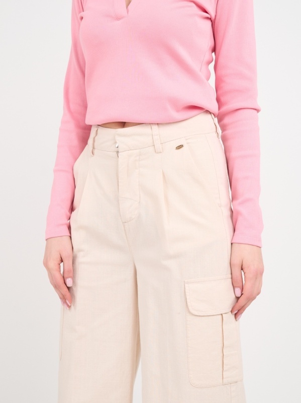 Timeout - Pantaloni lungi dama cu buzunare de culoare uniforma - Img 3