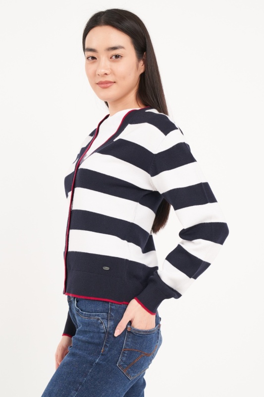 Timeout - Pulover dama tip cardigan cu model in dungi - Img 4
