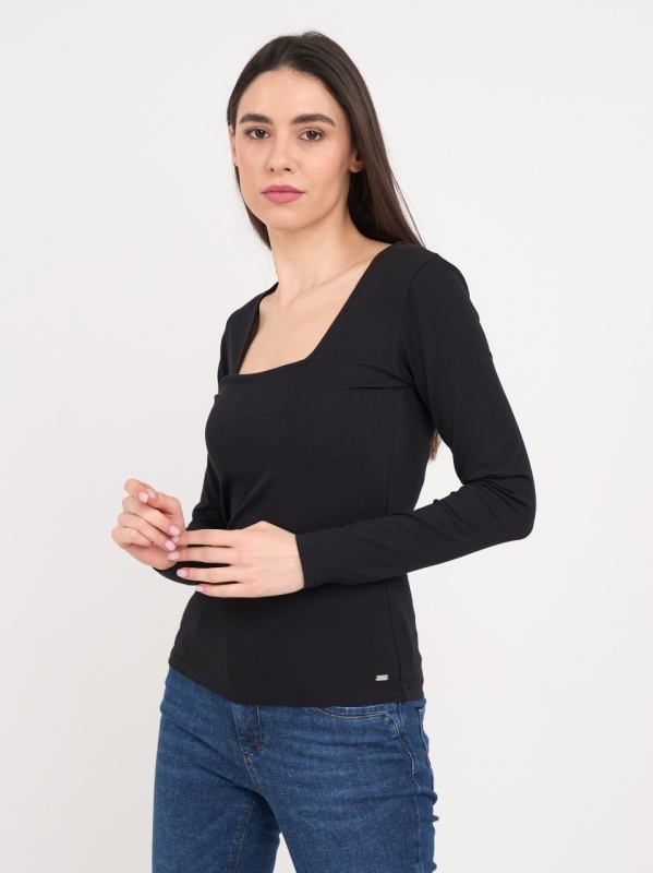 Timeout - Tricou dama cu maneca lunga de culoare uniforma - Img 5