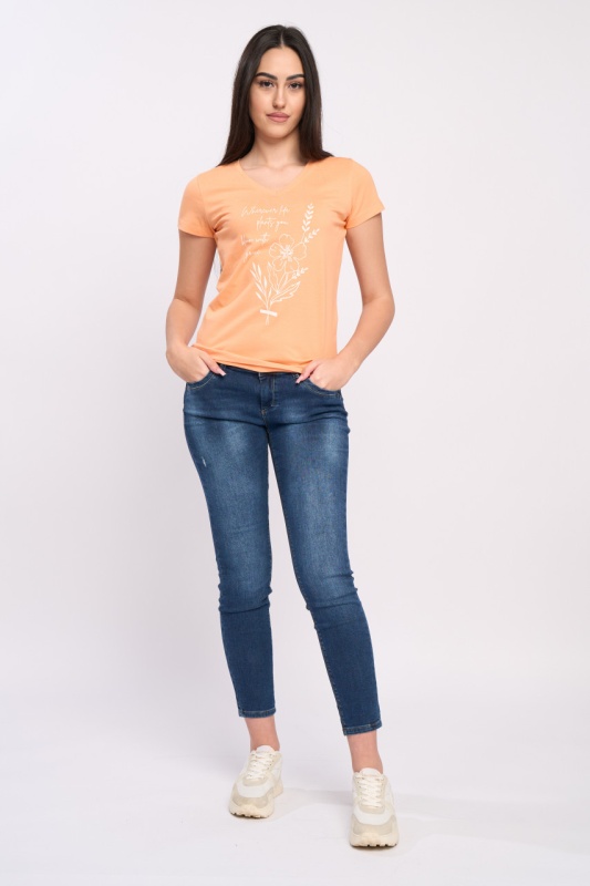 Timeout - Tricou dama maneca scurta cu imprimeu si decolteu in V - Img 6