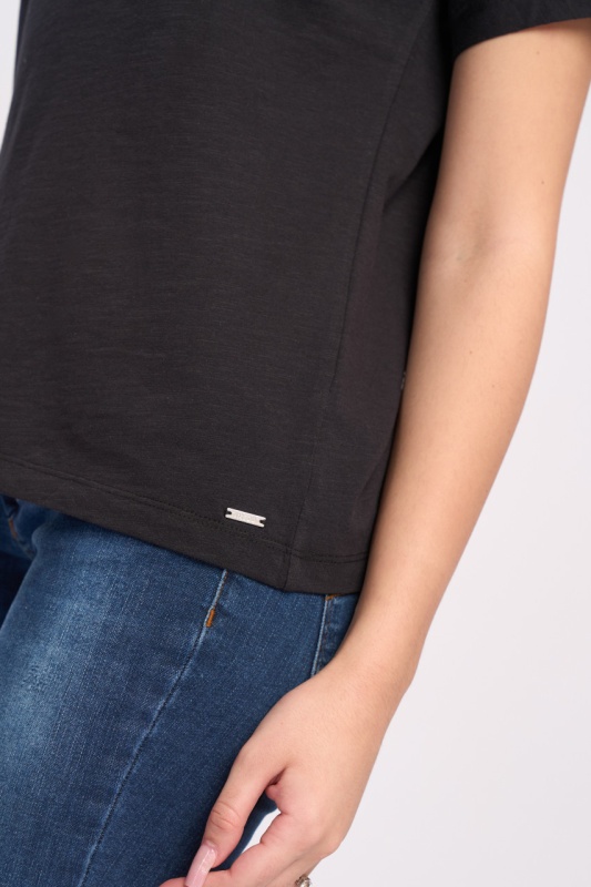 Timeout - Tricou maneca scurta dama de culoare uniforma cu decolteu in V - Img 3