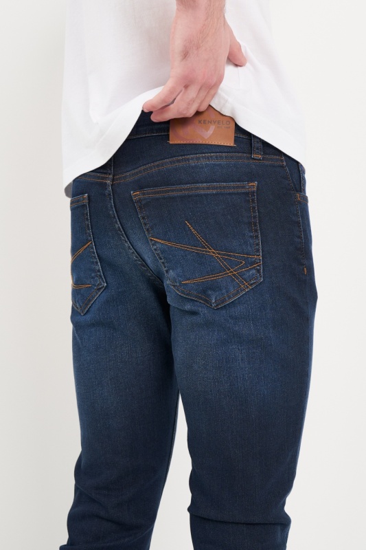 Kenvelo - Blugi barbat slim cu aspect decolorat - Img 7