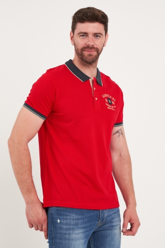 Kenvelo - Tricou barbat polo cu detalii logo - Img 5