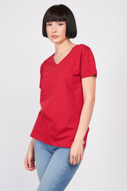 Kenvelo - Tricou dama din bumbac de culoare uniforma cu logo