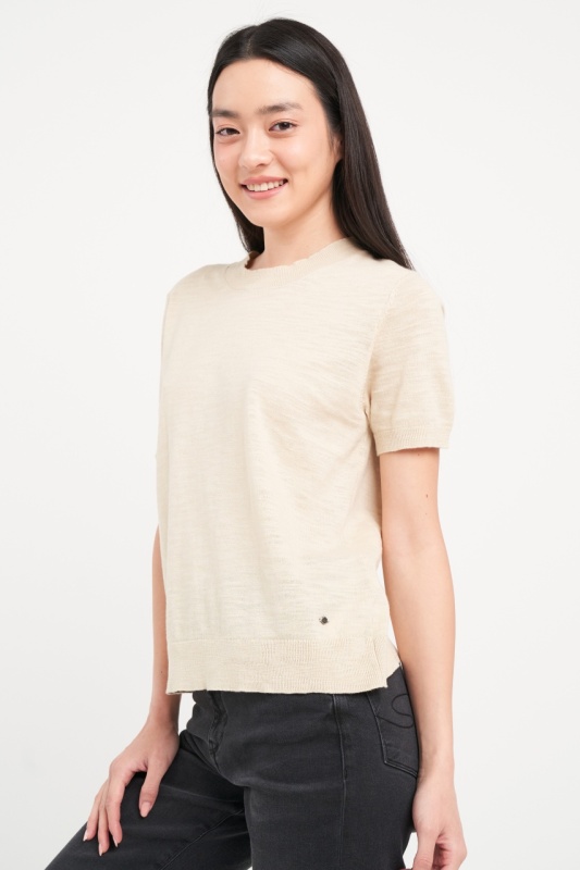 Lee Cooper - Pulover dama cu maneca scurta de culoare uniforma - Img 4